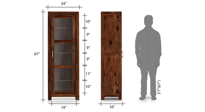 Murango Single-Door Display Cabinet(Teak)